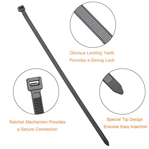 OneLeaf Cable Ties 6 Inch Heavy Duty Zip Ties with 40 Pounds Tensile Strength for Multi-Purpose Use, Self-Locking UV Resistant Nylon Tie Wraps, Indoor and Outdoor Tie Wire. 200 Pcs Black - Image 4