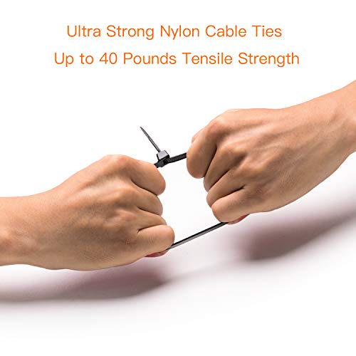 OneLeaf Cable Ties 6 Inch Heavy Duty Zip Ties with 40 Pounds Tensile Strength for Multi-Purpose Use, Self-Locking UV Resistant Nylon Tie Wraps, Indoor and Outdoor Tie Wire. 200 Pcs Black - Image 2