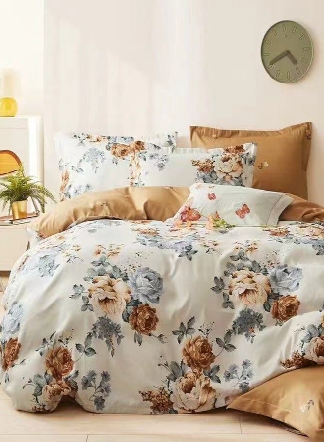 طقم سرير كينغ سايز 220x240 سم - 6 قطع، قماش ميكروفايبر - 1 غطاء لحاف، 1 ملاءة مشدودة، 4 أغطية وسائد، قابل للتنفس، مريح وناعم (الحشو غير متضمن)