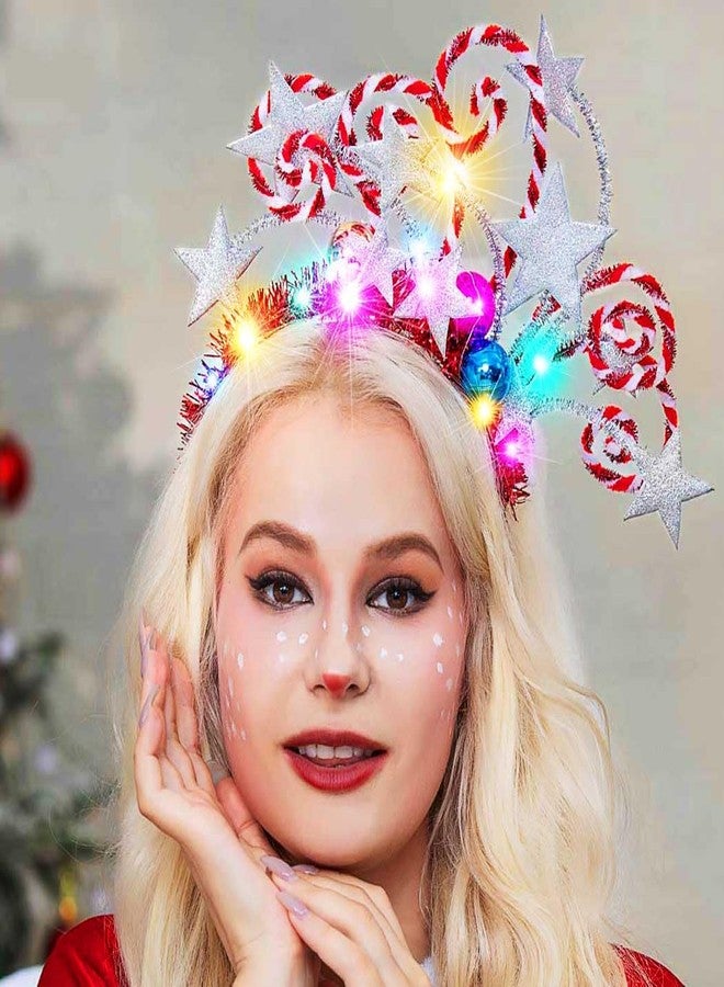 كيلشي طوق رأس مضيء على شكل نجمة من كيلشاي، طوق شعر على شكل كرة عيد الميلاد، طوق شعر على شكل عصا حلوى، زينة شعر تنكرية، طوق شعر للحفلات، إكسسوارات شعر للنساء والفتيات - Image 5