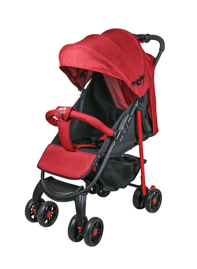 Kiko Comfortable Stroller 8 Wheels, 0 Months +, Red - Image 1