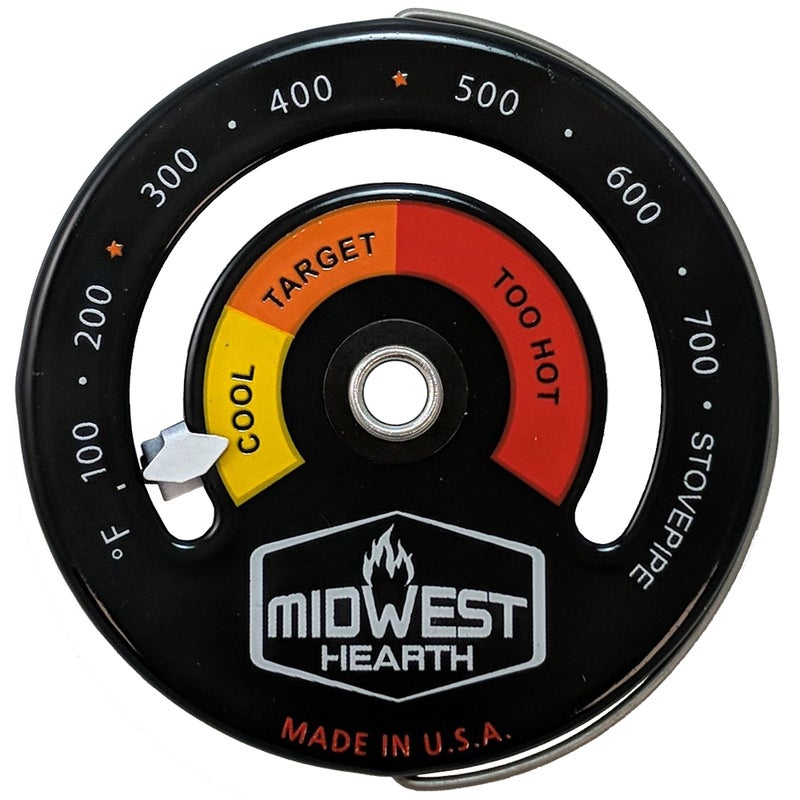 Midwest Hearth Wood Stove Thermometer  Magnetic Chimney Pipe Meter Made in USA