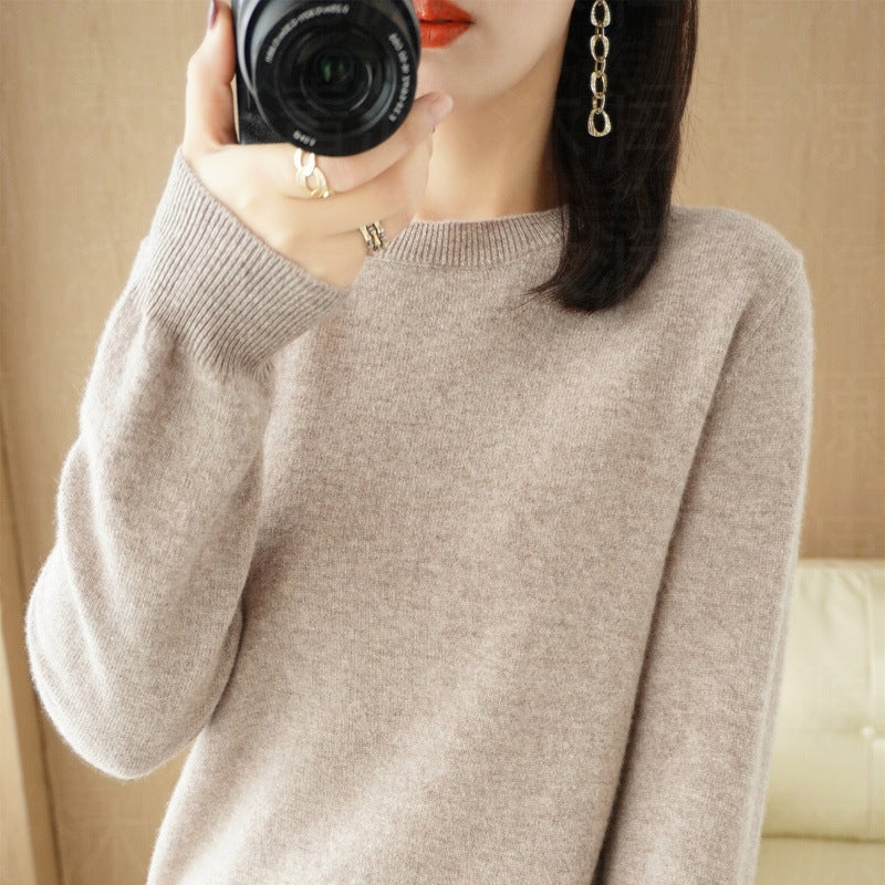 Autumn Winter Womens Pullover Knit Sweater Khaki 