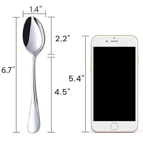 HANSGO Teaspoons Stainless Steel, 6 Piece Dinner Spoons Set 6.7 inches Dessert Spoons Use for Home, Kitchen or Restaurant - Image 2