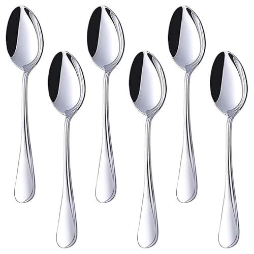 HANSGO Teaspoons Stainless Steel, 6 Piece Dinner Spoons Set 6.7 inches Dessert Spoons Use for Home, Kitchen or Restaurant - Image 1