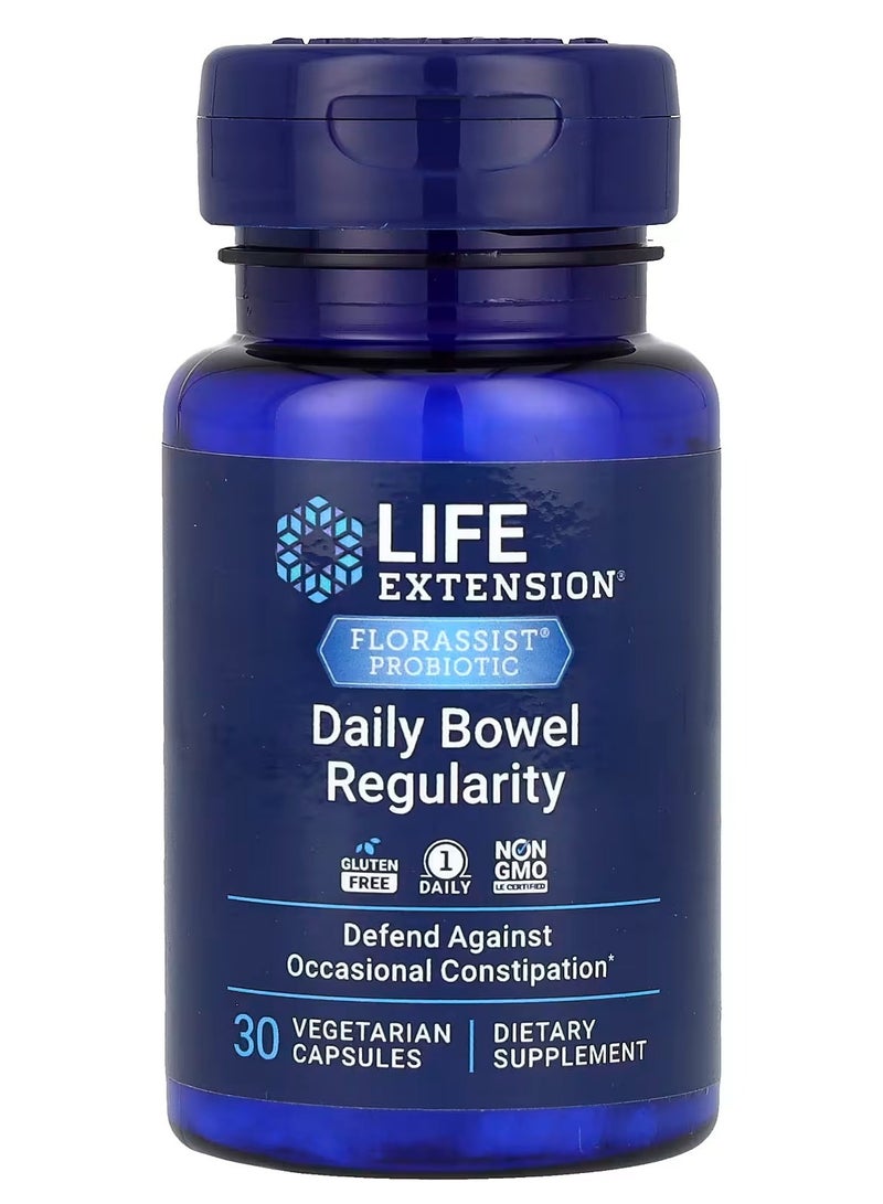 لايف إكستنشن Life Extension, Florassist® Probiotic, انتظام حركة الأمعاء اليومية، 30 كبسولة نباتية (57.5 ملغ لكل كبسولة) - Image 1