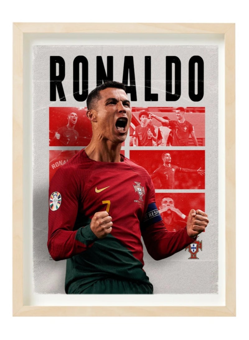 Cristiano Ronaldo Portugal Framed Poster 30x40cm - CR7 -Football Memorabilia, Soccer Collectible, Gift for boys