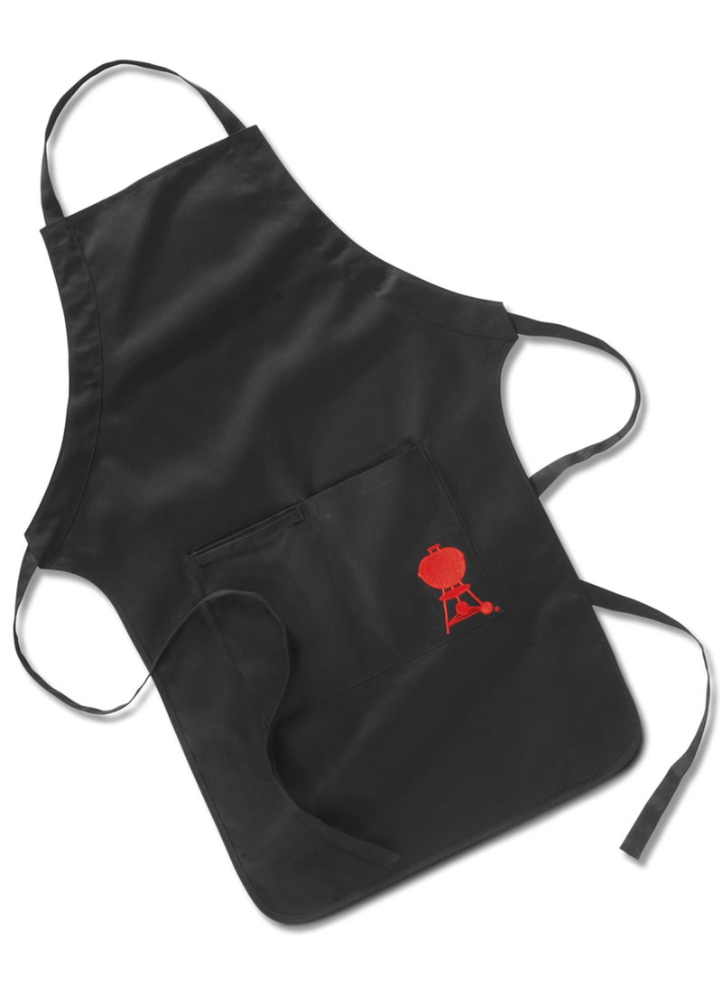 Weber مئزر شواء ويبر - طويل، مع شعار ويبر كيتل الأحمر، قابل للتعديل عند الرقبة، يحمي الملابس من البقع، 100% قطن، قابل للغسل في الغسالة - أسود (6474) - Image 2