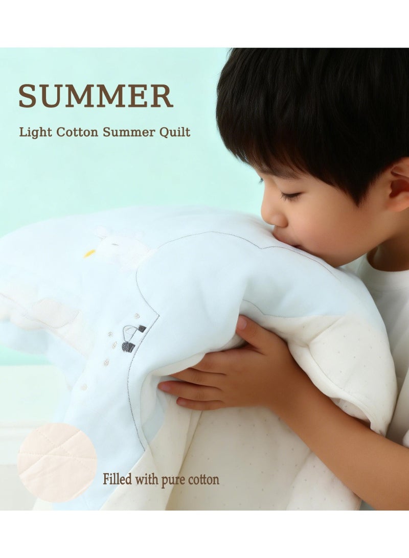 Kids Quilt, Pure Cotton Baby ThinBlanket, Four Seasons All Year AirConditioning Quilt, Pure Cotton FillingWashable Baby Cover Blanket,120x150cm Toddler Thin Quilt - Image 4