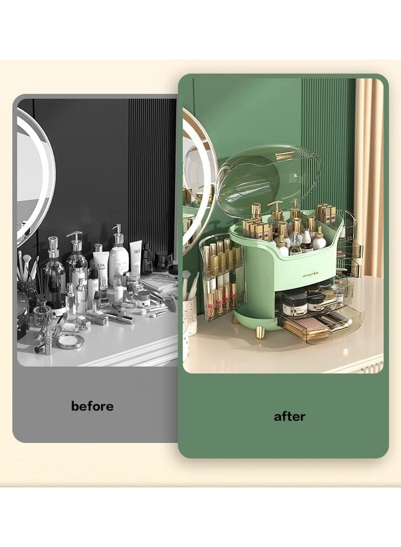 MONOGUE Cosmetics Organizer and Storage Organizer Box for Countertop with Lid & Drawers Cosmetics Skincare Organizers with Waterproof & Dustproof Cover - Image 5