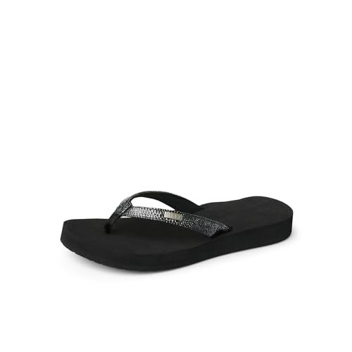 Reef Star Cushion Sassy Womens Flip Flop, Ultra Soft Cushion Footbed, Arch Support, Black/Silver, 7 - Image 1