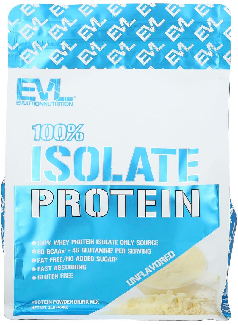 EVLUTION NUTRITION 100% Isolate Protein, Unflavored, 1 lb (454 g)