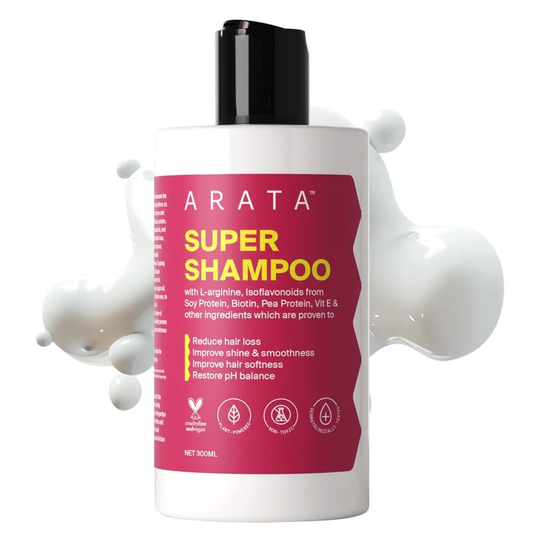 Arata 6in1 Super Shampoo Prevents Hair loss Restores pH Balance Boosts Hair Thickness Reduces Breakage Fights Microbial Infections Adds Shine Shampoo For Women Men 300ml - Image 1