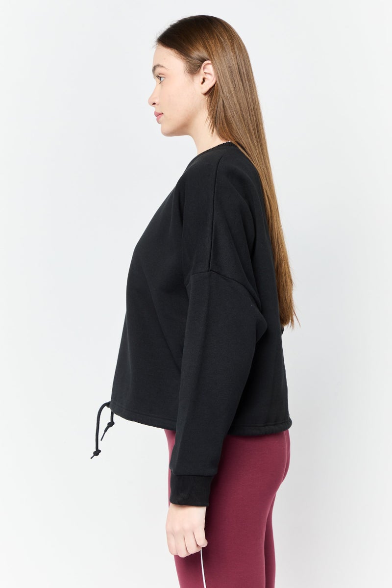 Reebok Women Sportswear Fit Long Sleeve Outdoor Sweatshirt, Black - Image 3