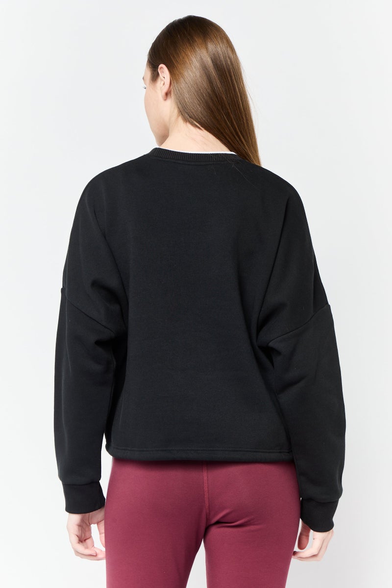 Reebok Women Sportswear Fit Long Sleeve Outdoor Sweatshirt, Black - Image 4