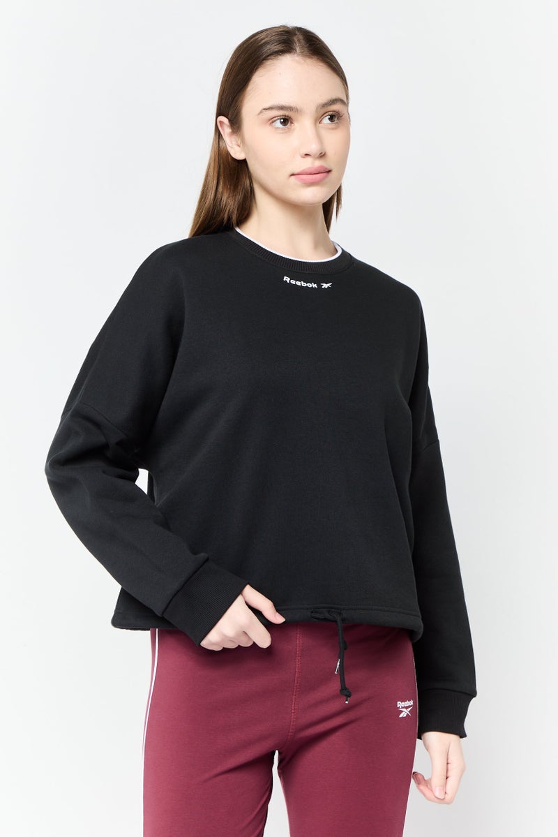 Reebok Women Sportswear Fit Long Sleeve Outdoor Sweatshirt, Black - Image 1