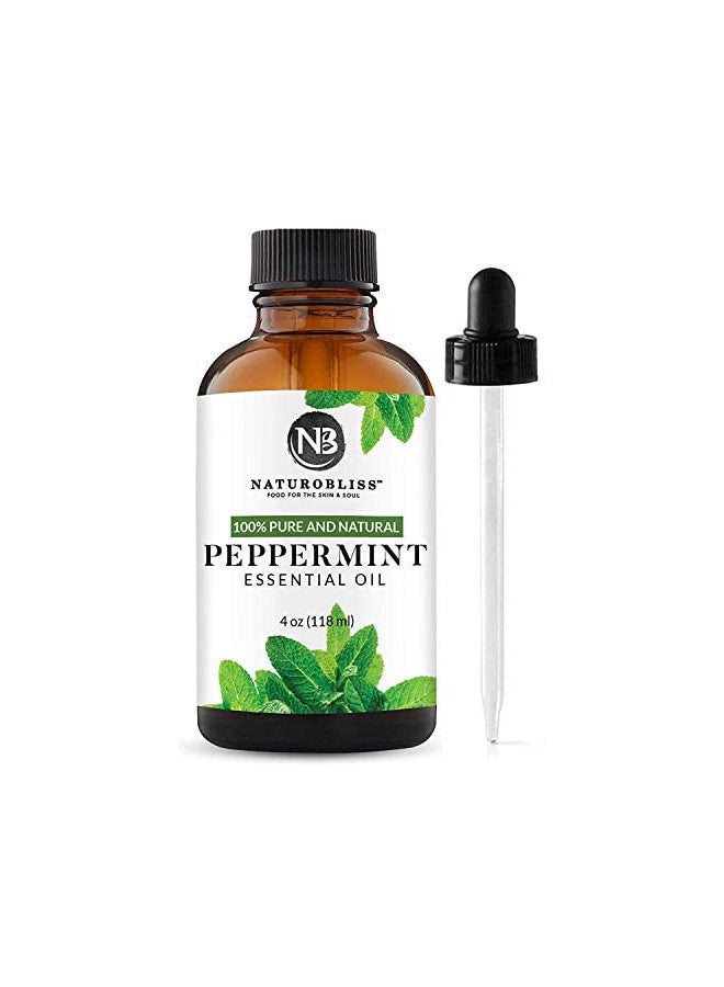 NaturoBliss NaturoBliss Peppermint Essential Oil, 100% Pure and Natural Therapeutic Grade, Premium Quality Peppermint Oil, 4 fl. Oz - Perfect for Aromatherapy and Relaxation 