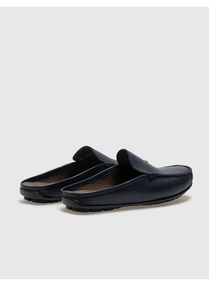 Cabani Leather Navy Blue Men's Casual Slippers