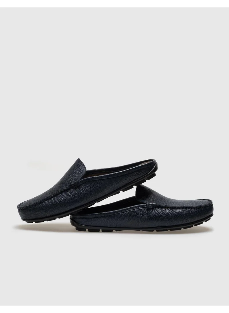 Cabani Leather Navy Blue Men's Casual Slippers