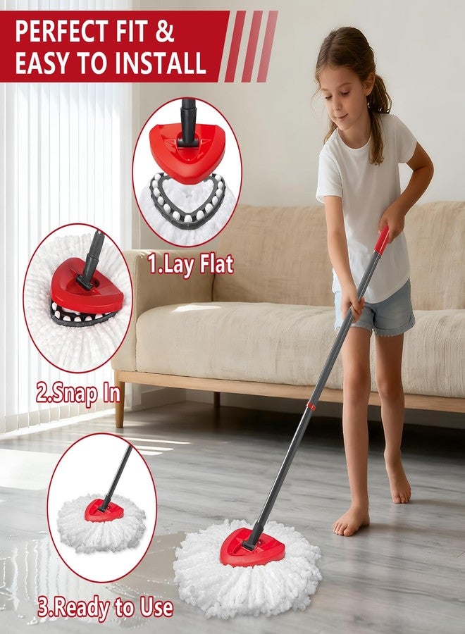 نظام Easywring ذو الخزان الواحد، رؤوس ممسحة بديلة لـ O-Ceda، رؤوس ممسحة دوارة بديلة، عبوات إعادة تعبئة ممسحة دوارة من الألياف الدقيقة، رؤوس تنظيف سهلة بديلة (قاعدة واحدة + 5 قطع بيضاء) - Image 3