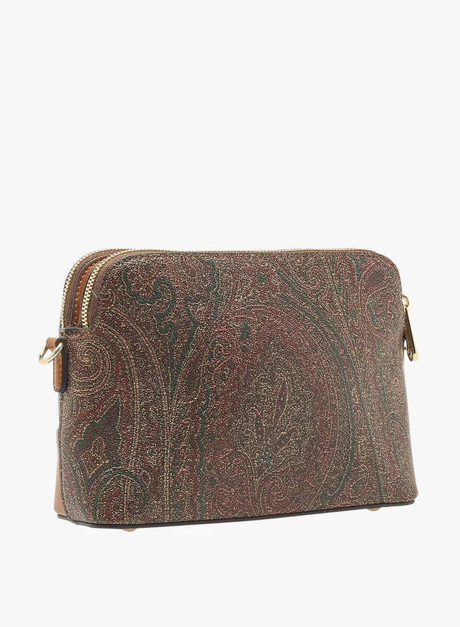 Celeste Paisley Print Crossbody Bag with Zip Closure