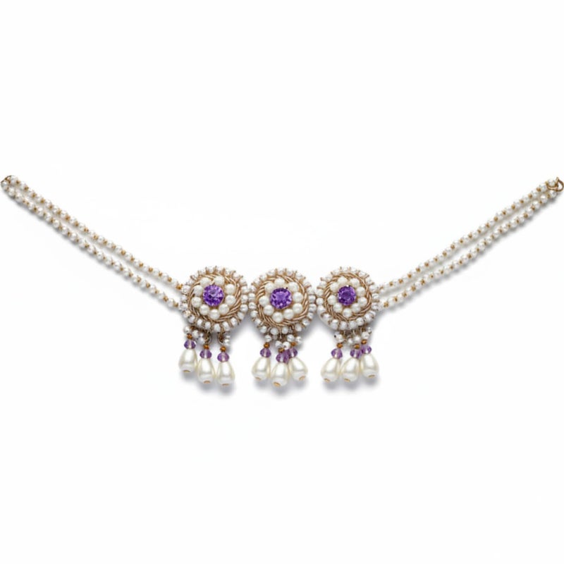 SANJOYA by EVERSTYLISH Embroidered Pearl Necklace for Women | Elegant Pearl & Stone Choker Neckpiece | Ethnic Jewelry for Weddings, Festivals & Special Occasions - Image 5