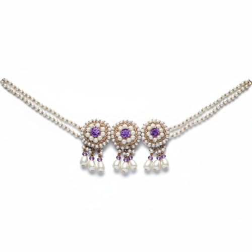 SANJOYA by EVERSTYLISH Embroidered Pearl Necklace for Women | Elegant Pearl & Stone Choker Neckpiece | Ethnic Jewelry for Weddings, Festivals & Special Occasions - Image 1