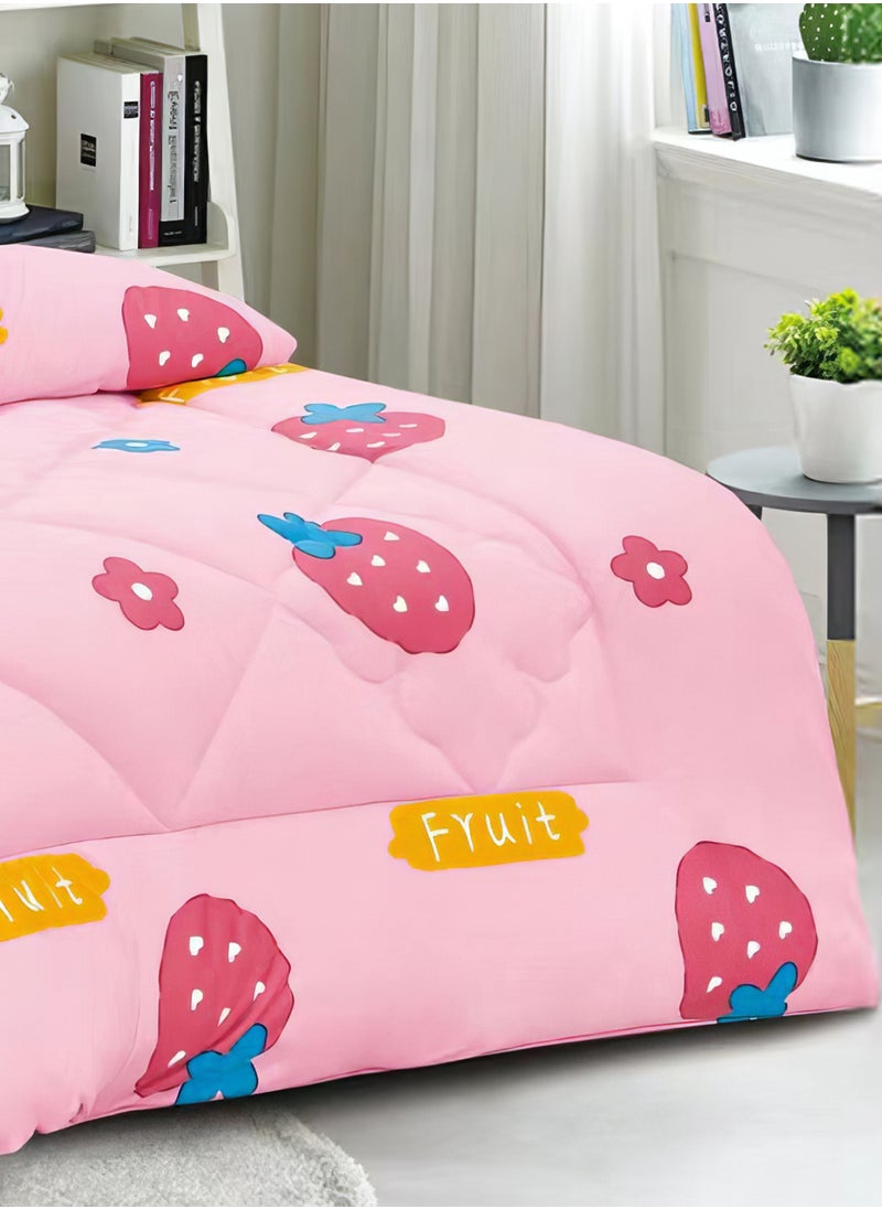 3 Pieces Kids Winter Comforter Set Single Size 170x220Cm Printed Bedding Set Includs Comforter, Fitted Sheet and Pillow Shams Multicolour