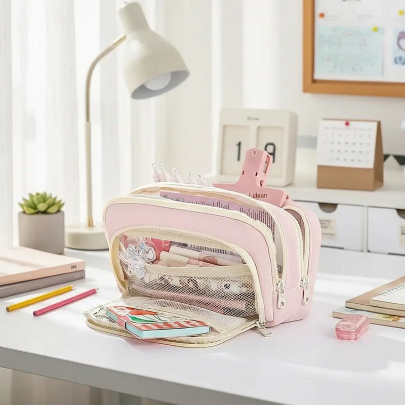 New Large Aesthetic Layered Pencil Case Bag Aaa - Image 1