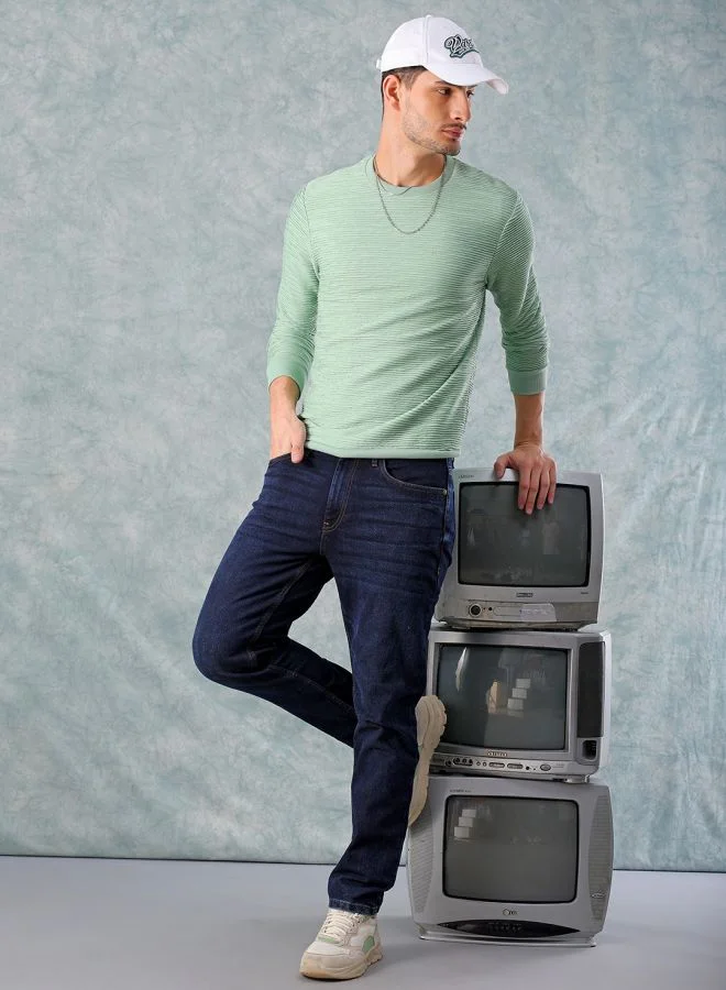 شركة المرآب الهندية Men Slim Fit Solid Mid-Rise Stretchable Jeans
