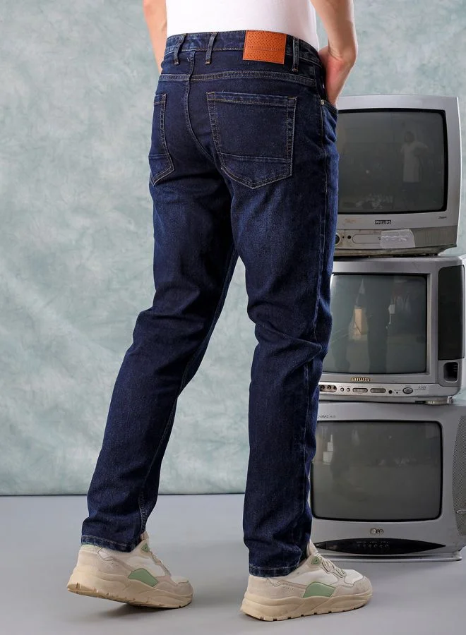 شركة المرآب الهندية Men Slim Fit Solid Mid-Rise Stretchable Jeans