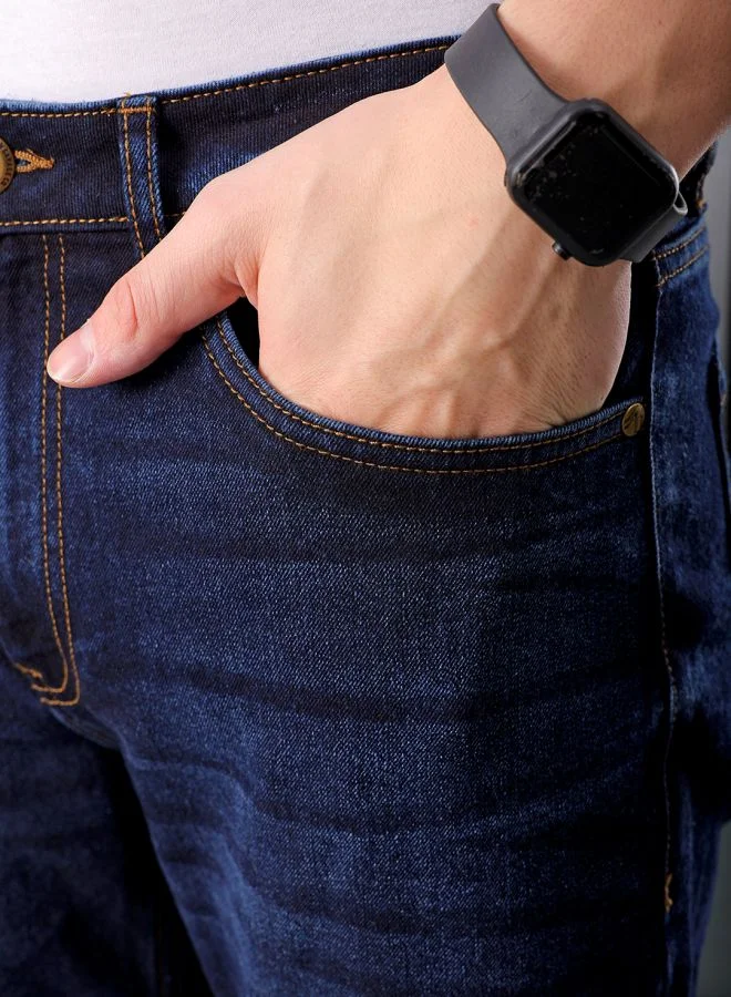 شركة المرآب الهندية Men Slim Fit Solid Mid-Rise Stretchable Jeans