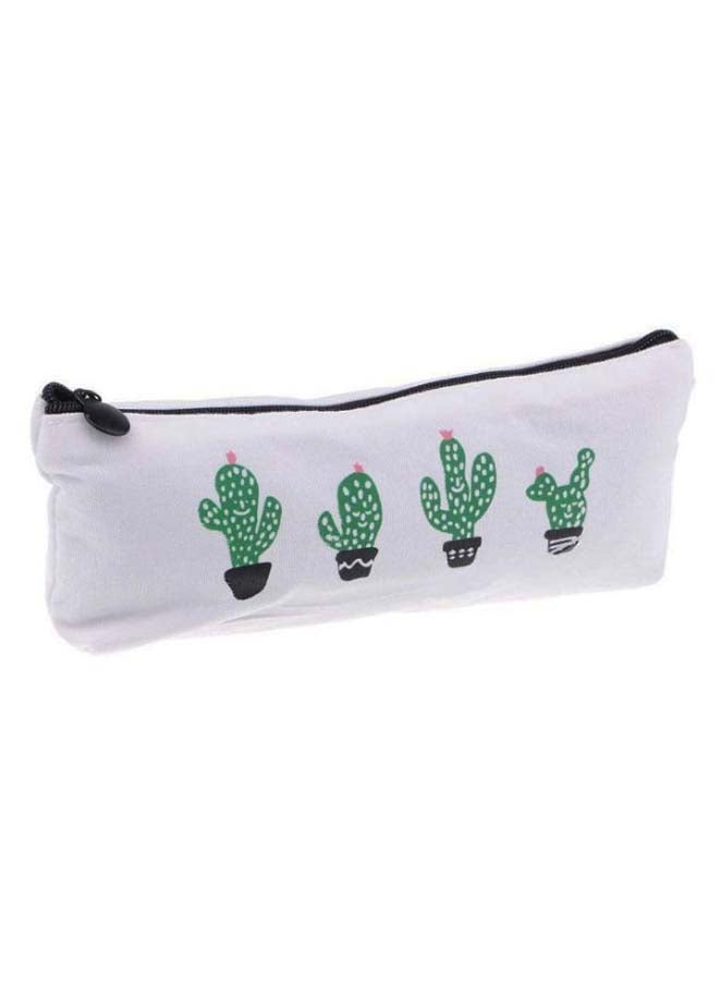 Loquat Cactus Printed Pencil Case Green/Black/White - Image 1