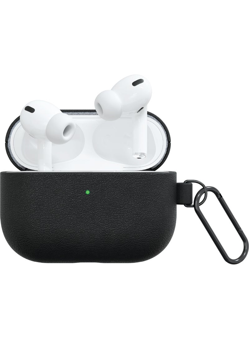 GREEN LION Berlin Series Leather Case for AirPods Pro 3 / Wireless Charging Compatible / Carabiner Clip Included / Scratch Resistant / Drop Protection / Premium PU Leather - Black - Image 1