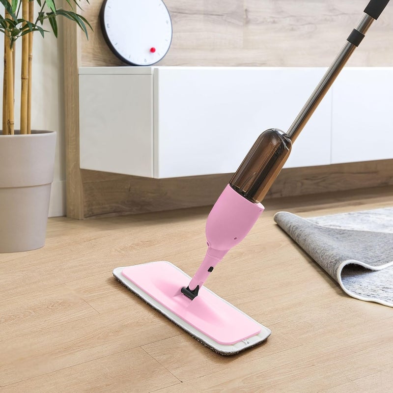 True & Tidy مجموعة ممسحة الرش متعددة الأسطح 3 في 1 من مع رؤوس ممسحة مسطحة ودائرية وممسحة ممسحة، زجاجة مياه قابلة لإعادة التعبئة، وسادات ميكروفايبر قابلة للغسيل بالآلة لتنظيف الأرضيات والنوافذ - Image 5