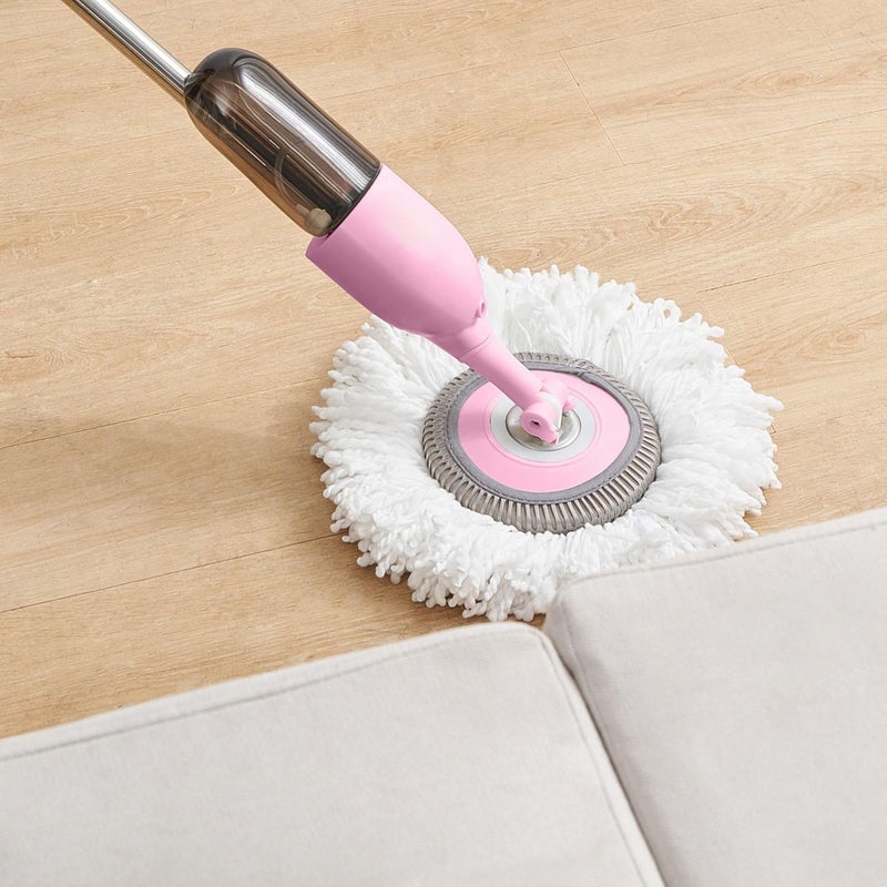 True & Tidy مجموعة ممسحة الرش متعددة الأسطح 3 في 1 من مع رؤوس ممسحة مسطحة ودائرية وممسحة ممسحة، زجاجة مياه قابلة لإعادة التعبئة، وسادات ميكروفايبر قابلة للغسيل بالآلة لتنظيف الأرضيات والنوافذ - Image 2