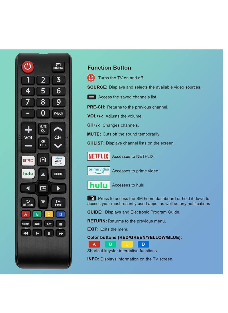 Universal Remote for All Samsung TV Remote, Replacement Compatible for All Samsung Smart TV, QLED, LED, LCD, HDTV, 4K 8K UHD Smart TV (BN59-01315A) PACK OF 2 - Image 3