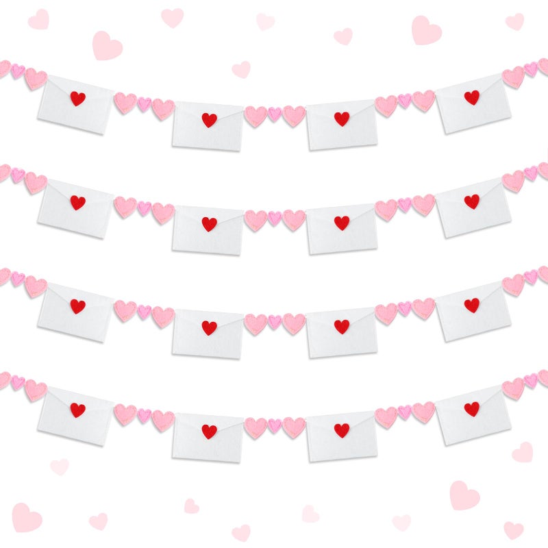 Hahafelt 6 ft Valentines Decorations Felt Love Garland Banner with Pink Heart Valentines Garland for Mantle Fireplace Anniversary Wedding Engagement Galentines Party Supplies - Image 1