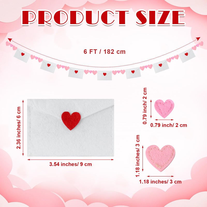 Hahafelt 6 ft Valentines Decorations Felt Love Garland Banner with Pink Heart Valentines Garland for Mantle Fireplace Anniversary Wedding Engagement Galentines Party Supplies - Image 3