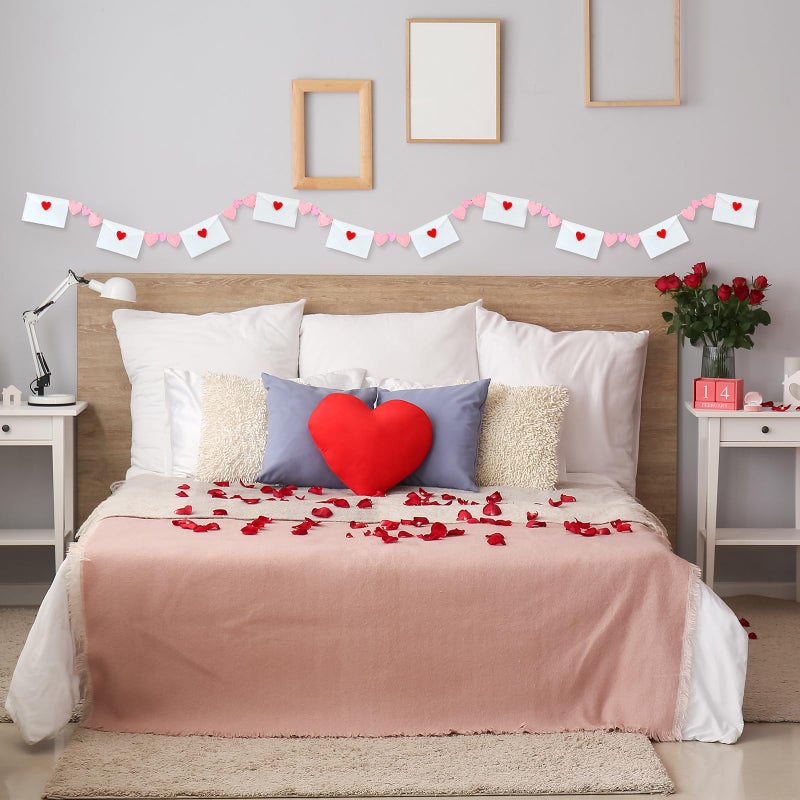 Hahafelt 6 ft Valentines Decorations Felt Love Garland Banner with Pink Heart Valentines Garland for Mantle Fireplace Anniversary Wedding Engagement Galentines Party Supplies - Image 5