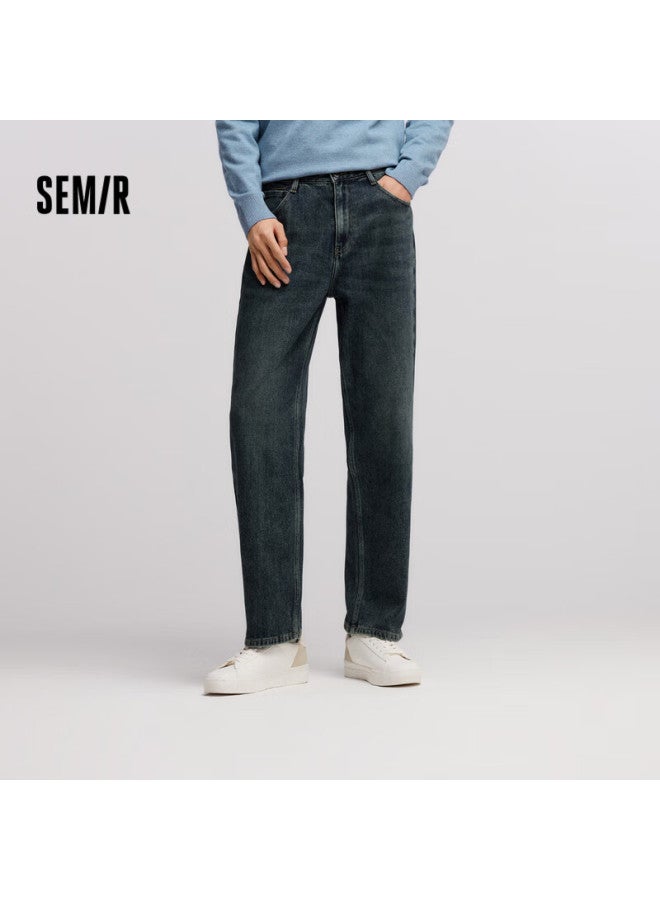 Semir Senrou Men's Winter Denim Jeans Elastic Fleece Lined Loose Straight Leg Commuter Fashion 103724124103a - Image 1