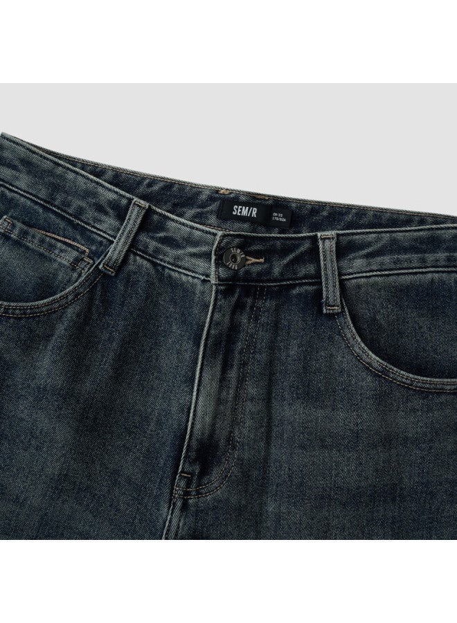 Semir Senrou Men's Winter Denim Jeans Elastic Fleece Lined Loose Straight Leg Commuter Fashion 103724124103a - Image 4