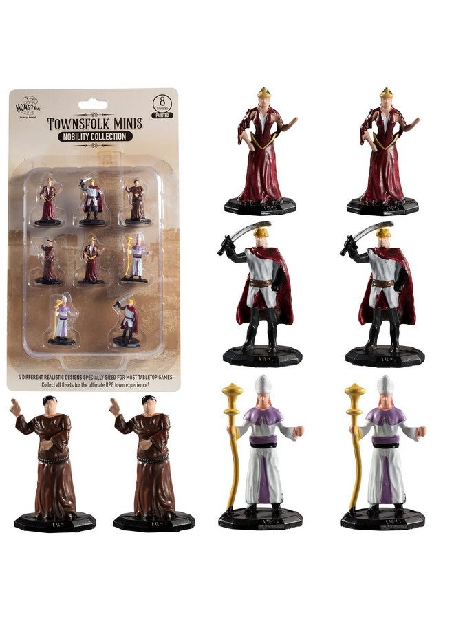 Monster Protectors Townsfolk Mini Fantasy Figures - Nobility Class - 8pc Hand-Painted Non Player Character NPC Miniatures - 1" Hex-Sized Compatible w DND Dungeons Dragons, Pathfinder RPG Tabletop Games  - Image 1