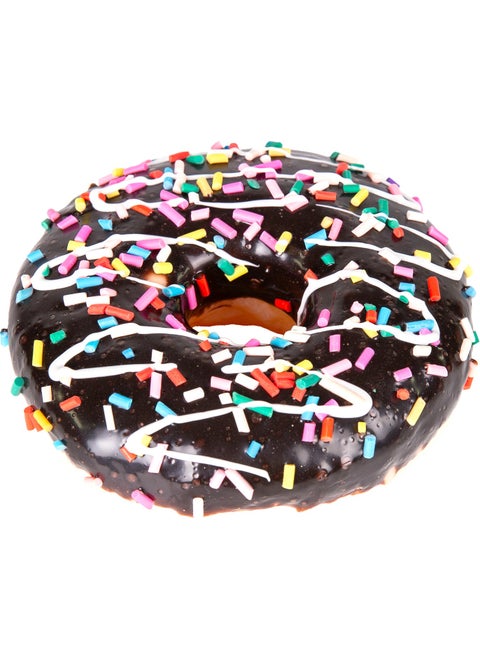 Artificial Donut Chocolate with Colored Granulated Sugar on Top, Black 10X4 Cm.