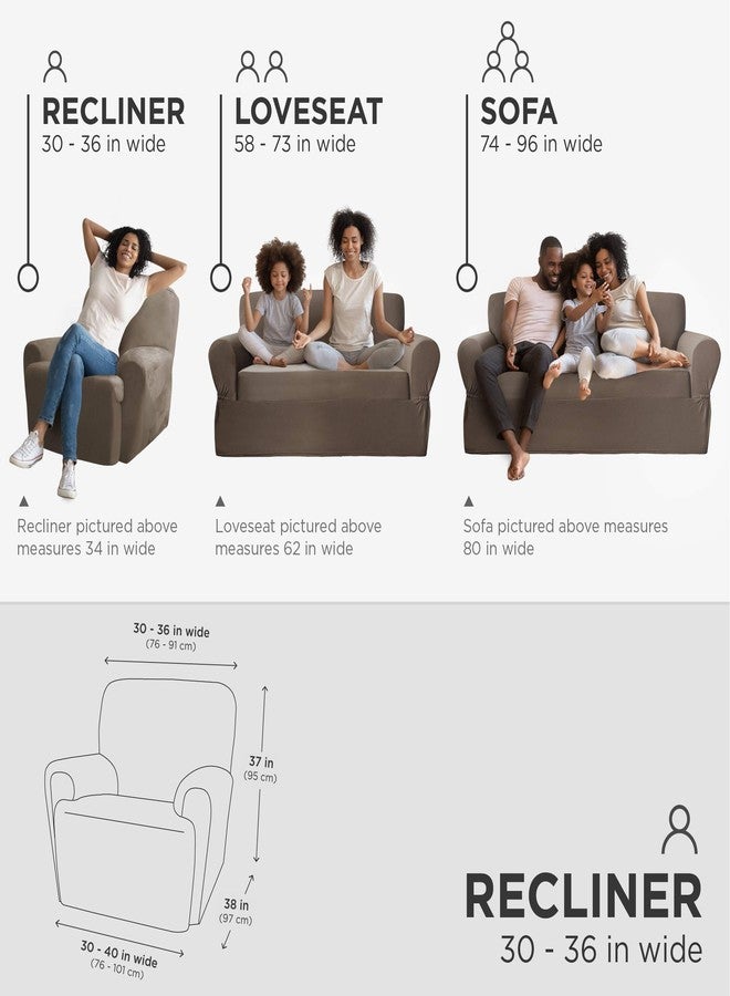 زينا هوم زينة هوم، غطاء أثاث بلون الشوكولاتة: غطاء كرسي استرخاء من القطيفة المطاطية مكون من 4 قطع، بني - Image 3