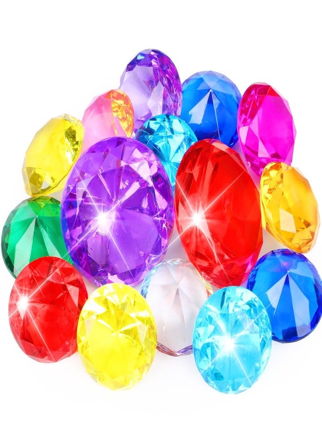 MARFOREVER 15Pcs Large Diving Gem Pool Toys, 2 Extra Big 60mm Diamond and 13 Colorful 40mm Big Acrylic Diamond Pool Gem Set Summer Swimming Party Favors Underwater Gem Diving Toy for Boys and Girls - Image 1