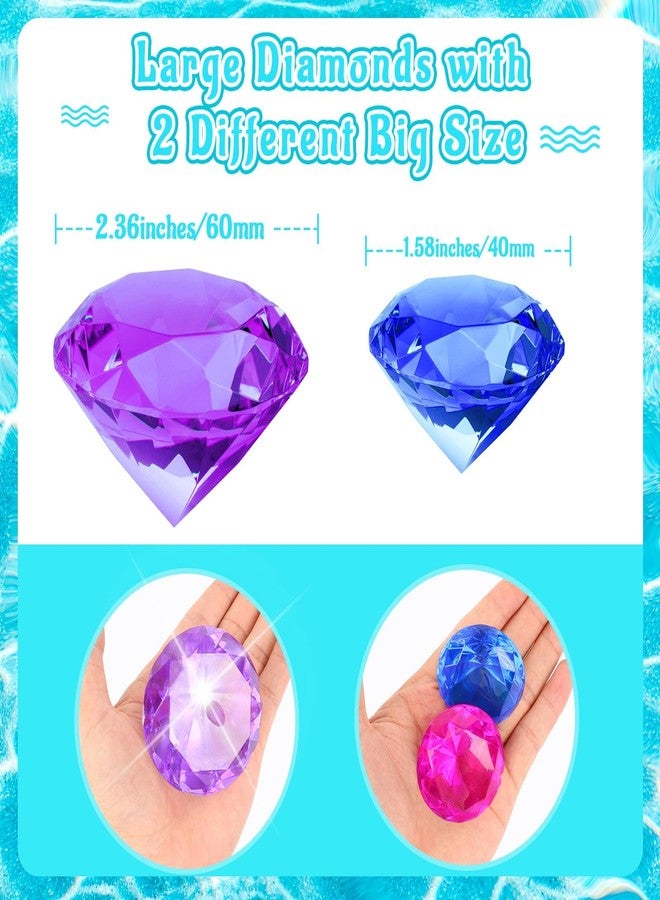 MARFOREVER 15Pcs Large Diving Gem Pool Toys, 2 Extra Big 60mm Diamond and 13 Colorful 40mm Big Acrylic Diamond Pool Gem Set Summer Swimming Party Favors Underwater Gem Diving Toy for Boys and Girls - Image 2