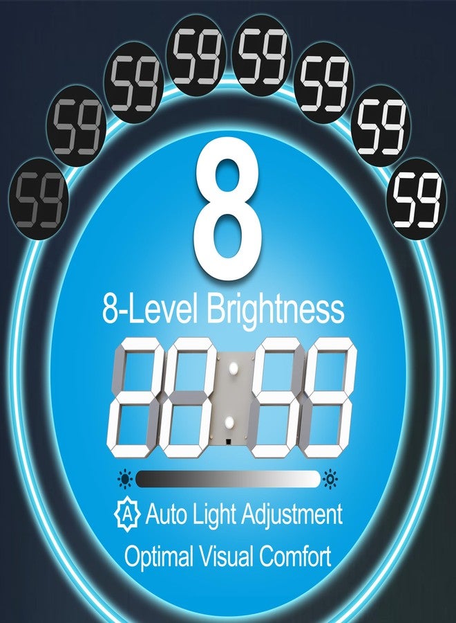 شكوسدا ساعة حائط رقمية ثلاثية الأبعاد من CHKOSDA مقاس 17 بوصة مع جهاز تحكم عن بعد، ساعة LED بإضاءة قابلة للتعديل، مؤقت، عرض الوقت والتاريخ ودرجة الحرارة بنظام 12/24 ساعة، مناسبة لغرفة المعيشة/المكتب/المطعم - Image 3