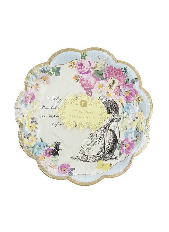 Talking Tables Talking Tables Pack of 24 Alice in Wonderland Themed Disposable Paper Plates | Supplies for Mad Hatter Tea Party, Birthday, Baby Shower, Mother's Day,Pink, 7"  - Image 3