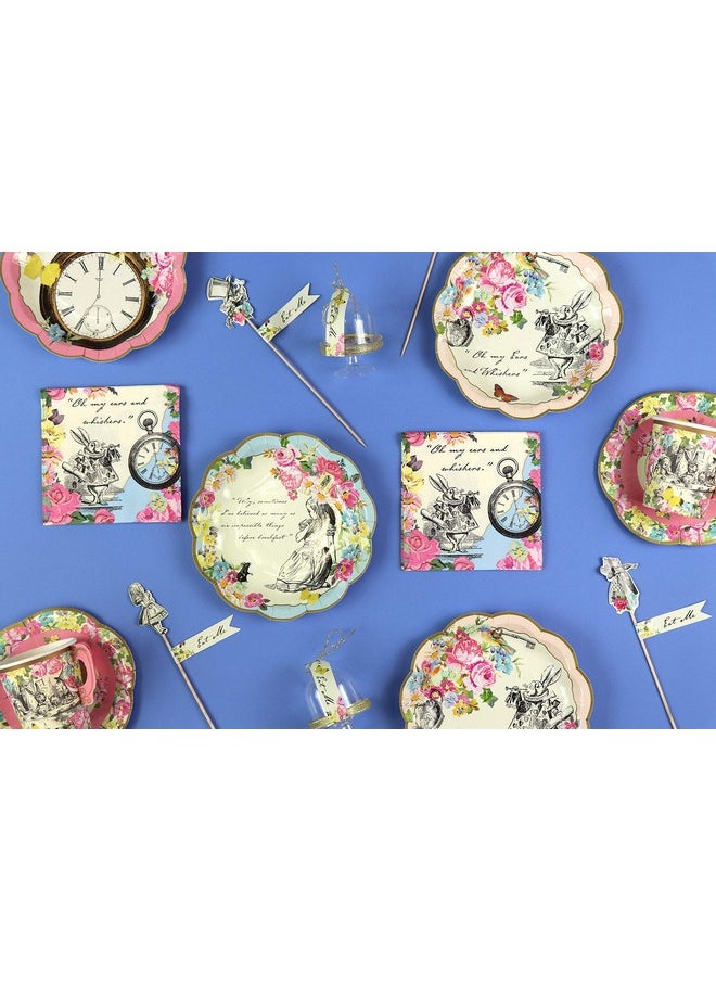 Talking Tables Talking Tables Pack of 24 Alice in Wonderland Themed Disposable Paper Plates | Supplies for Mad Hatter Tea Party, Birthday, Baby Shower, Mother's Day,Pink, 7"  - Image 5